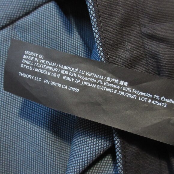 NWT Theory Ibbey in Navy Urban Suiting Birdseye Stretch Tapered Pants 2 - Picture 4 of 6